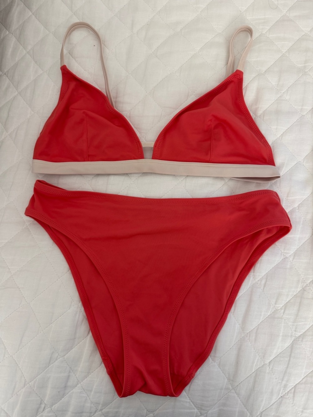 Lively Orange Triangle Bikini with Cream Trim
